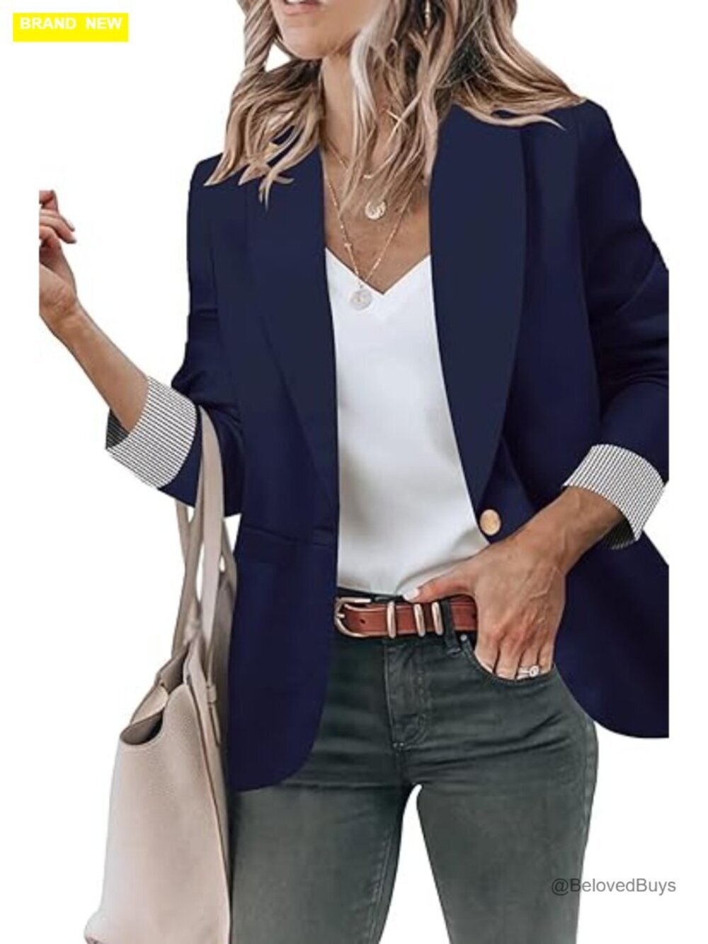 Open Front Blazer with Pockets S-2XL